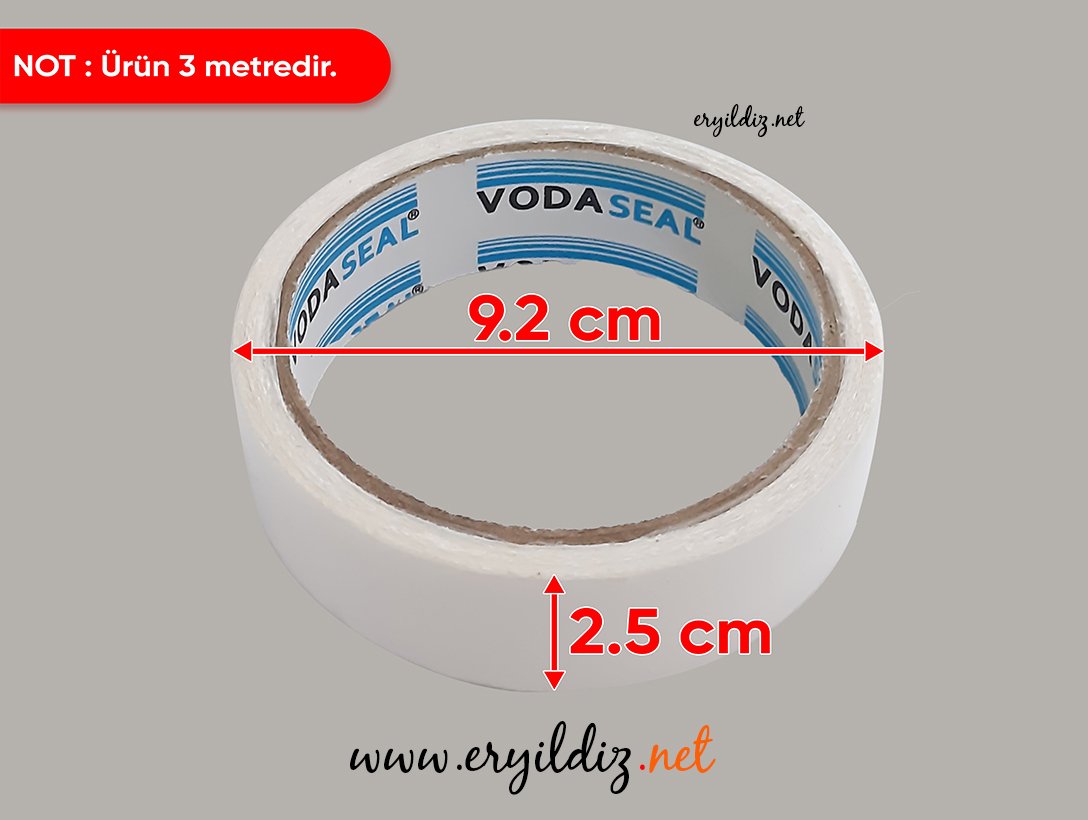Vodaseal Güçlendirilmiş Şeffaf Çift Taraflı Band 25 mm x 3 m Eryıldız Hırdavat